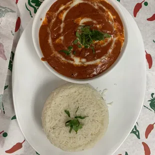 Butter chicken n rice!!!! Halal chicken we use!!!!