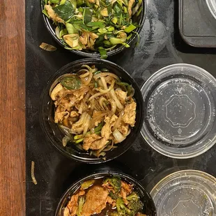 Top- Thai cilantro chicken, middle- Mongolian chicken, bottom- hunan chicken.