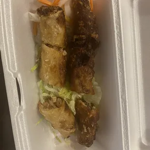 This is the Vietnamese eggrolls and the left was burnt on the bottom