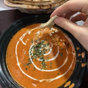 Butter chicken and garlic naan.