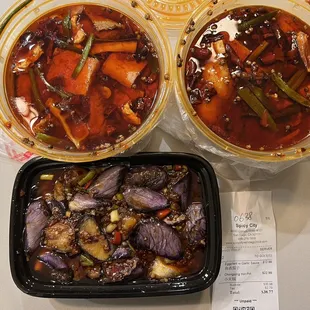 Chongqing Hot Pot and Eggplant with Garlic Sauce