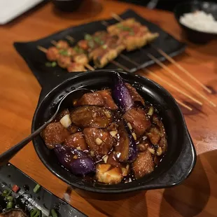sizzling eggplant and tofu with garlic sauce