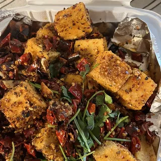 Fried Soft Tofu with Explosive Chili Peppers