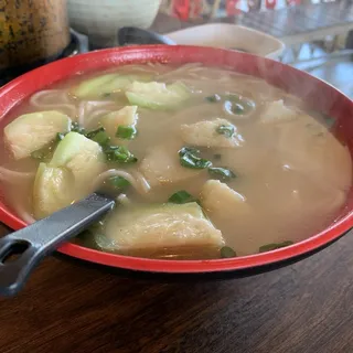 Fish Ball Rice Noodle Soup with Squash