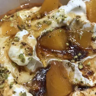Peaches on lebneh.  Absolute heaven.