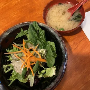 Salad and miso soup (comes with the combo)