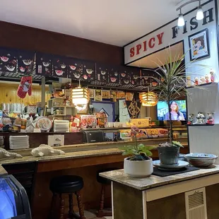 interior, sushi and sashimi