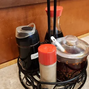 Condiment bottles are VERY STICKY and need a daily wipe cleaning