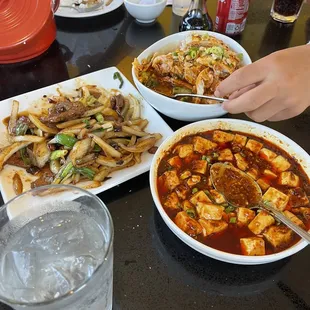 Ma Po Tofu, Cold Chicken, Mongolian Beef