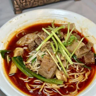 Spicy braised beef noodles. Photo by @martiwantsmore
