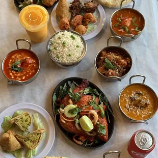 a variety of indian food