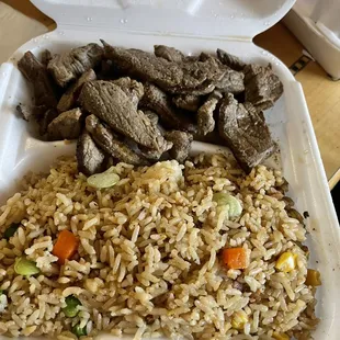 Steak and fried rice combo