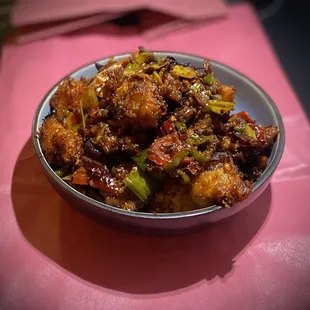 Dry pepper style with tofu at max spiciness level (9), superb.