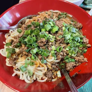 Dan dan noodles with Beyond beef added