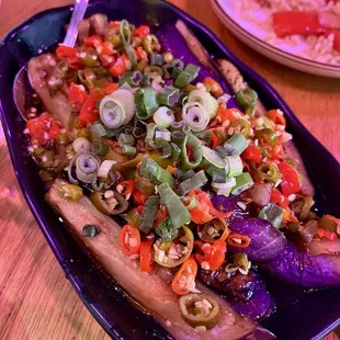 Steamed Eggplant with Pepper Sauce