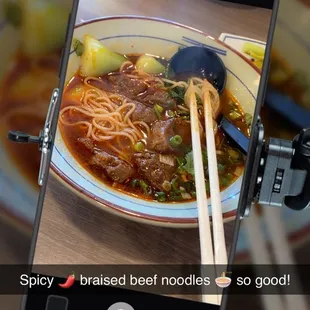 Braised Beef Noodle Soup more cilantro   More soup less noodles that&apos;s d way I like it !!! So good ! Added chili oil yum