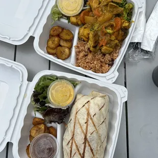 Jerk Chicken Burrito &amp; Curry Chicken Plate