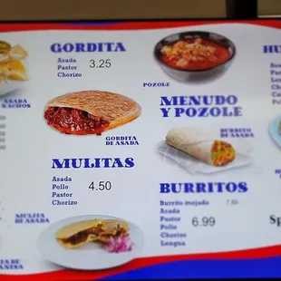 a menu for a mexican restaurant