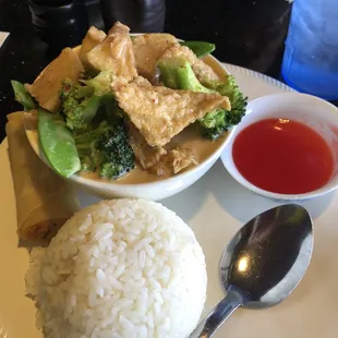 Panang curry with tofu! Medium spice and perfect!