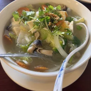 Glass noodle soup, piping hot and full of flavor &amp; healthy al dente veggies