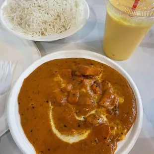 Butter Chicken and Mango Lassi