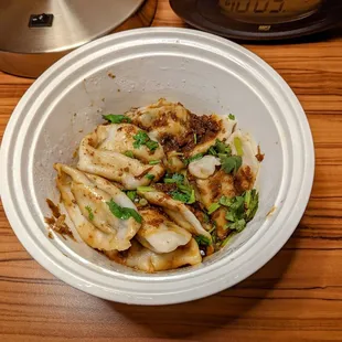 Spicy scallion sauce pork dumplings (To Go order)