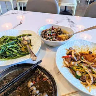 10. Spicy snails $9.99. Don't get it.   3. Wok-Fried Pork Kidney and Liver $22.99.  17. A-Choy, Garlic $15.99.