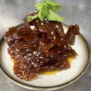 Szechuan crispy beef chips