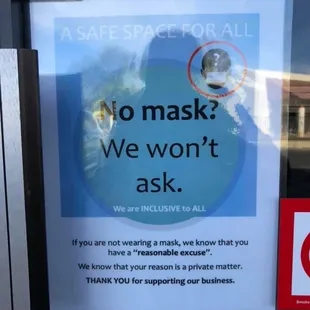 This is the sign posted on the front window.