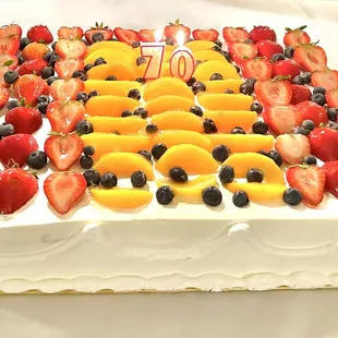 Tres Leches Cake with fruit topping, half sheet.