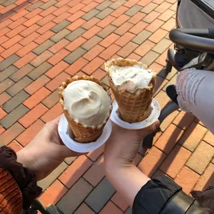 Vanilla ice cream with lavender syrup