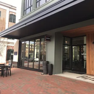 Outside the coffee shop.