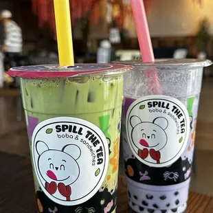 Milk Tea with Boba: Strawberry Matcha &amp; Taro