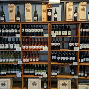 bottles of wine on shelves