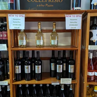 bottles of wine on shelves
