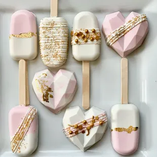 Pink and White Cakesicles