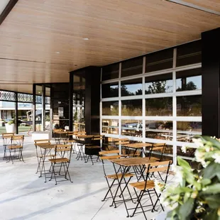 tables and chairs outside