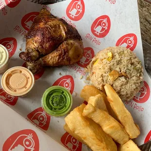 1/4 chicken, yucca and fried rice @Spin Pollo - YUM!