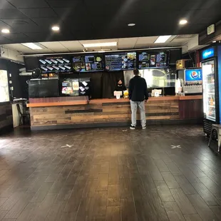 7 tables up against the wall .... With a dance floor in the middle?