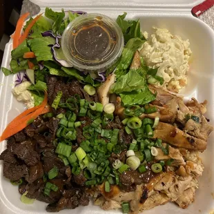 Combo Plate-Beef &amp; Chicken. Smells so good!