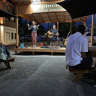 The stage on the outside patio