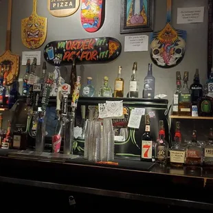 a variety of items on the bar