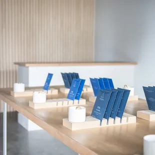 a row of chocolate bars on a table