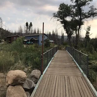 Footbridge view of house