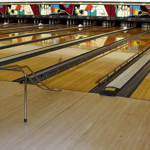 bowling lanes in a bowling alley