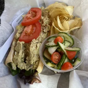 Egg salad spin with cucumber tomato salad