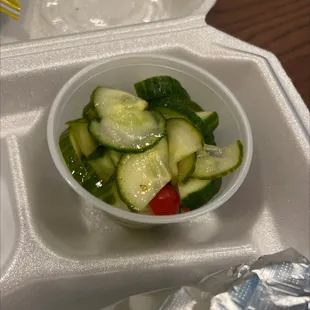 Cucumber and tomato salad side with your spin along with chips!