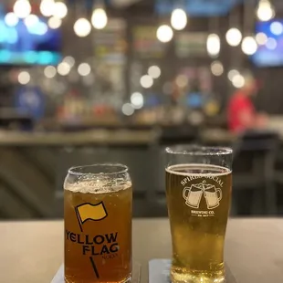 two glasses of beer