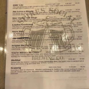 menu