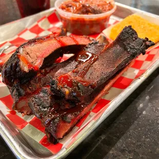 Hoping to find that piece of mind In anyone  1/2 lb. Pork Spare Ribs w/ baked beans from #SpiritofTexasCraftBBQCovina